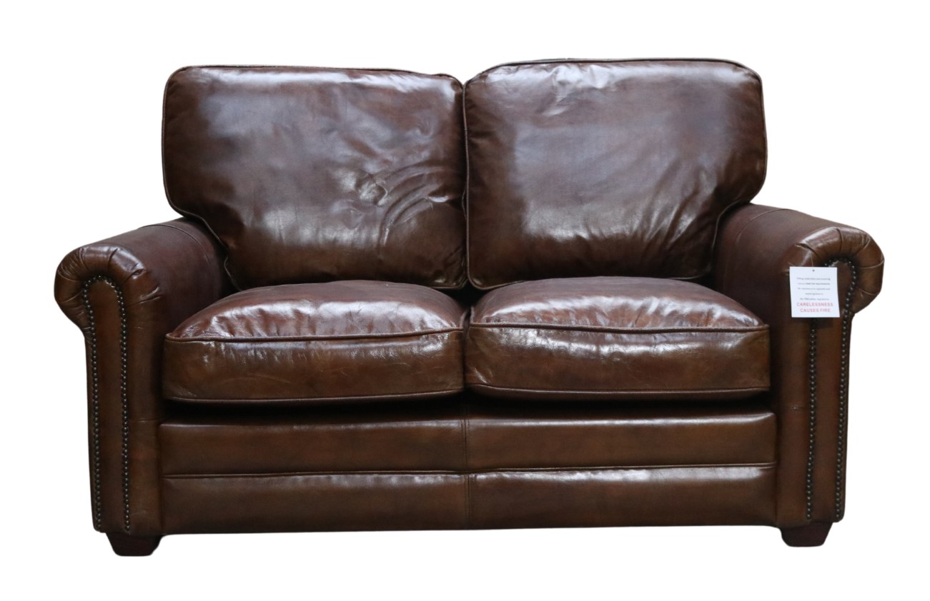 Product photograph of Sloane Original Vintage 2 Seater Sofa Settee Brown Retro Distressed Real Leather from Chesterfield Sofas