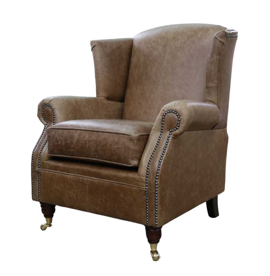 Product photograph of Southwold Chesterfield Fireside High Back Armchair Cracked Wax Tan Leather In Stock from Chesterfield Sofas.