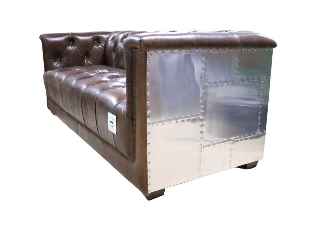 Product photograph of Spitfire Chesterfield 3 Seater Sofa Aluminium Vintage Brown Distressed Real Leather from Chesterfield Sofas.