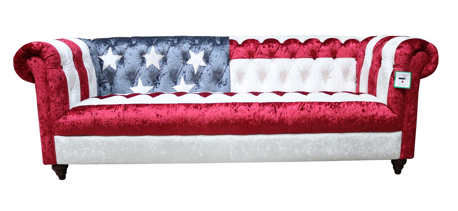 Product photograph of Stars And Stripes Handmade Chesterfield 3 Seater Sofa Real Velvet from Chesterfield Sofas