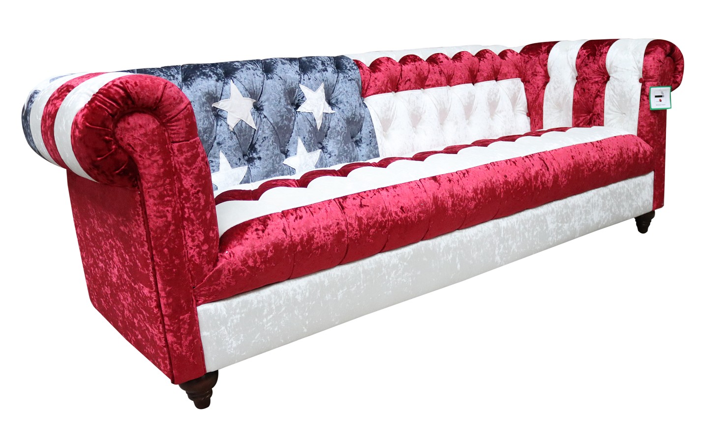 Product photograph of Stars And Stripes Handmade Chesterfield 3 Seater Sofa Real Velvet from Chesterfield Sofas.