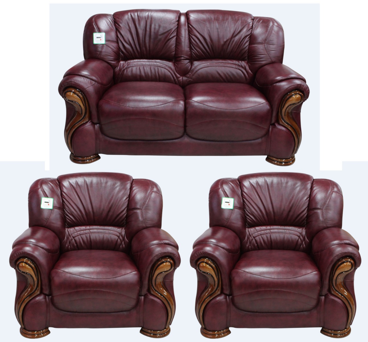 Product photograph of Susanna Handmade 2 1 1 Sofa Suite Italian Burgandy Real Leather from Chesterfield Sofas