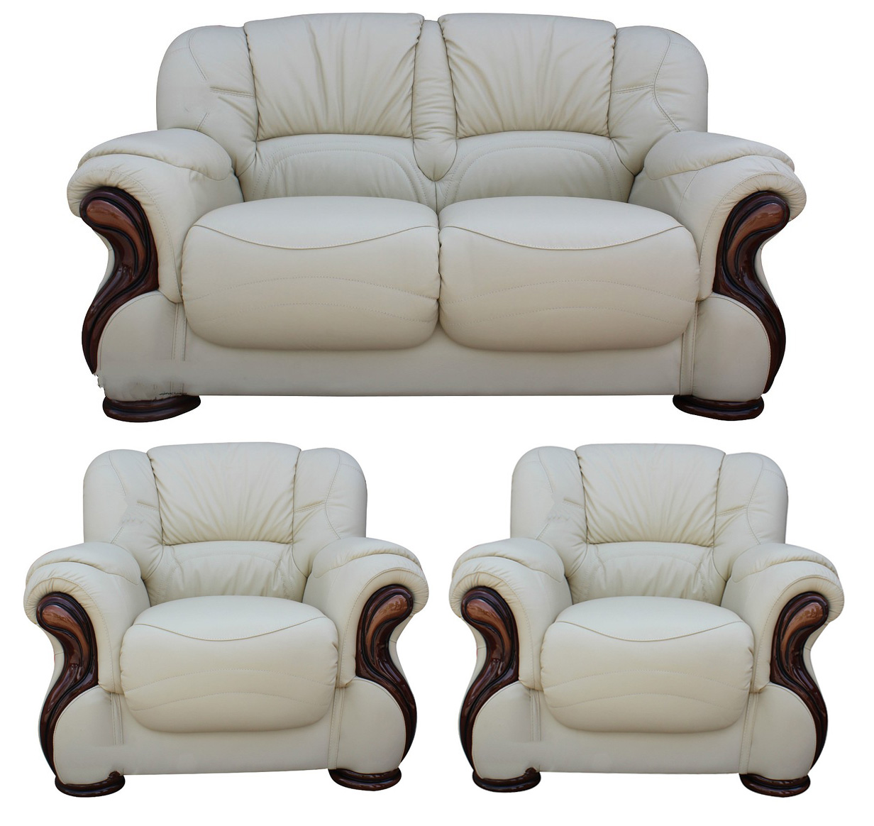 Product photograph of Susanna Handmade 2 1 1 Sofa Suite Italian Cream Real Leather from Chesterfield Sofas