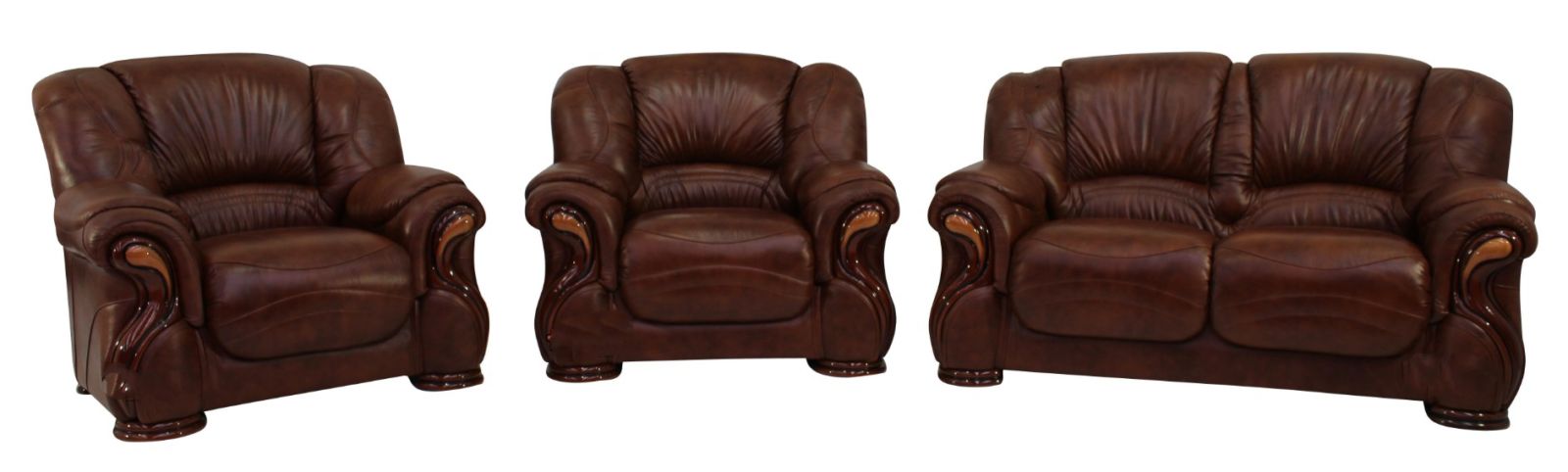 Product photograph of Susanna Handmade 2 1 1 Sofa Suite Italian Tabak Brown Real Leather from Chesterfield Sofas