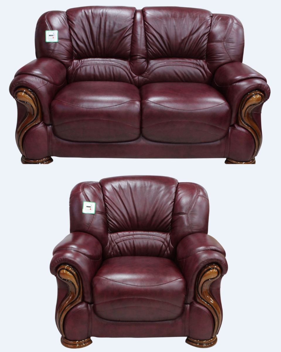 Product photograph of Susanna Handmade 2 1 Sofa Suite Italian Burgandy Real Leather from Chesterfield Sofas