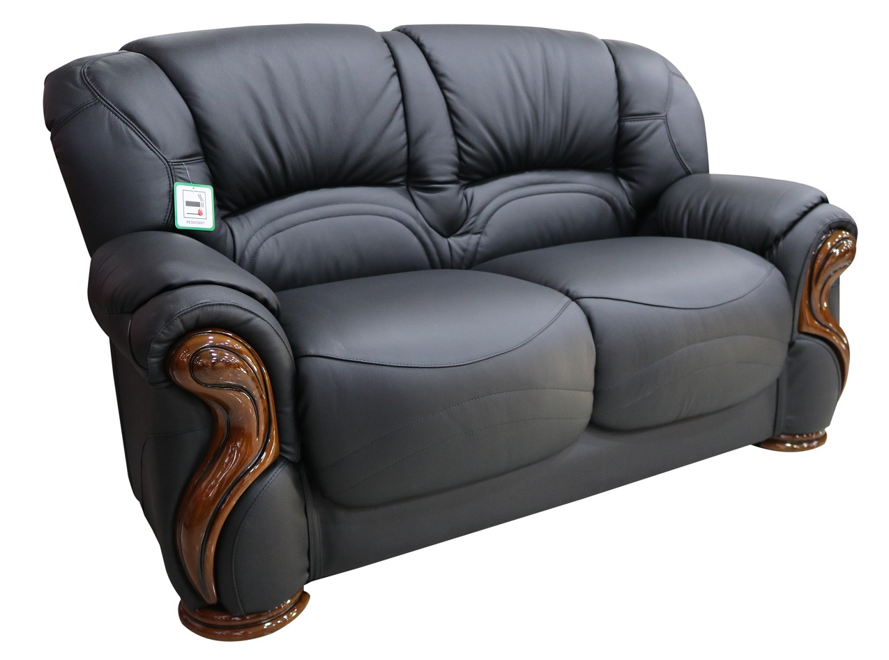 Product photograph of Susanna Handmade 2 Seater Sofa Settee Italian Black Real Leather from Chesterfield Sofas.