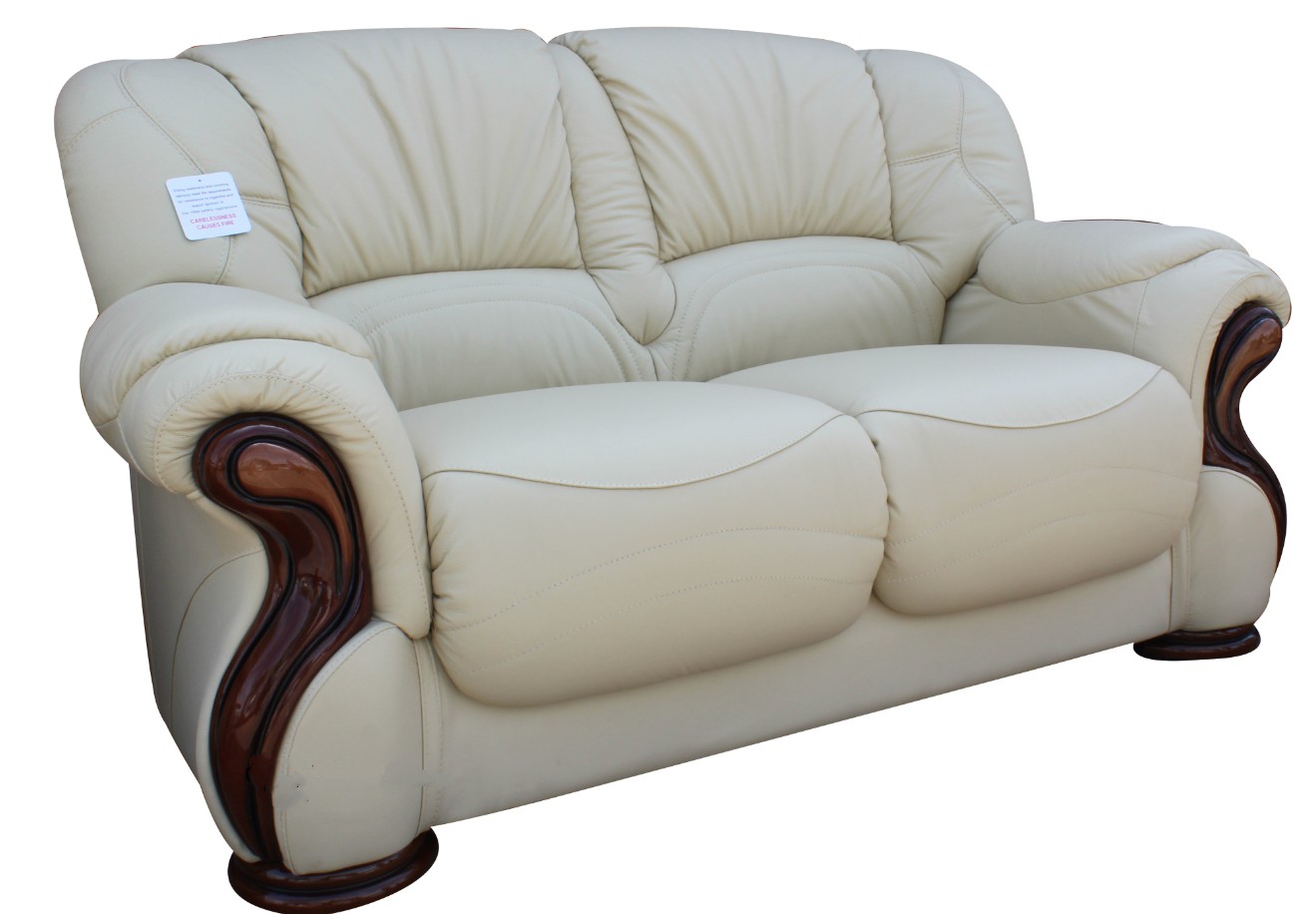 Product photograph of Susanna Handmade 2 Seater Sofa Settee Italian Cream Real Leather from Chesterfield Sofas.