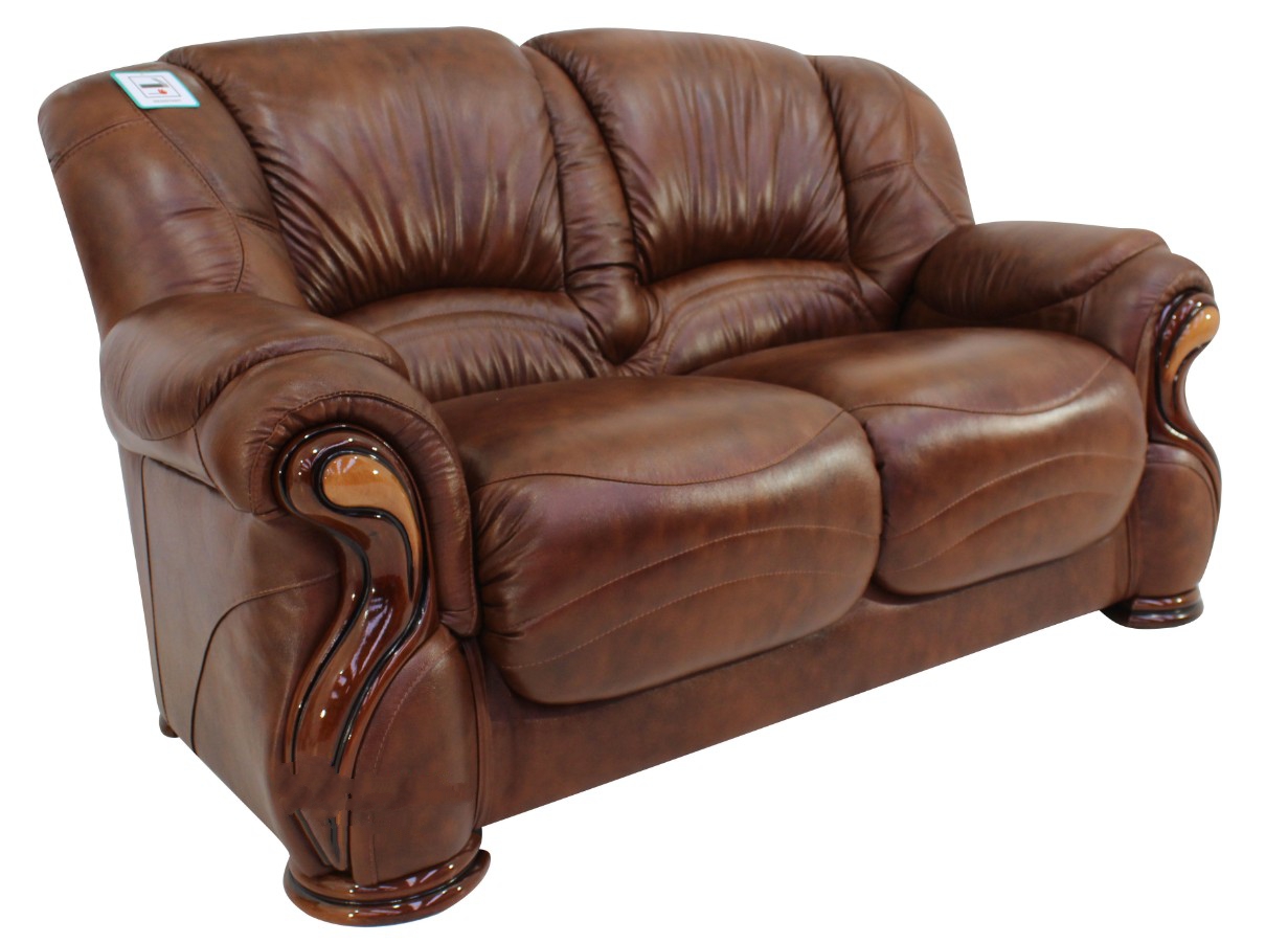 Product photograph of Susanna Handmade 2 Seater Sofa Settee Italian Tabak Brown Real Leather from Chesterfield Sofas.