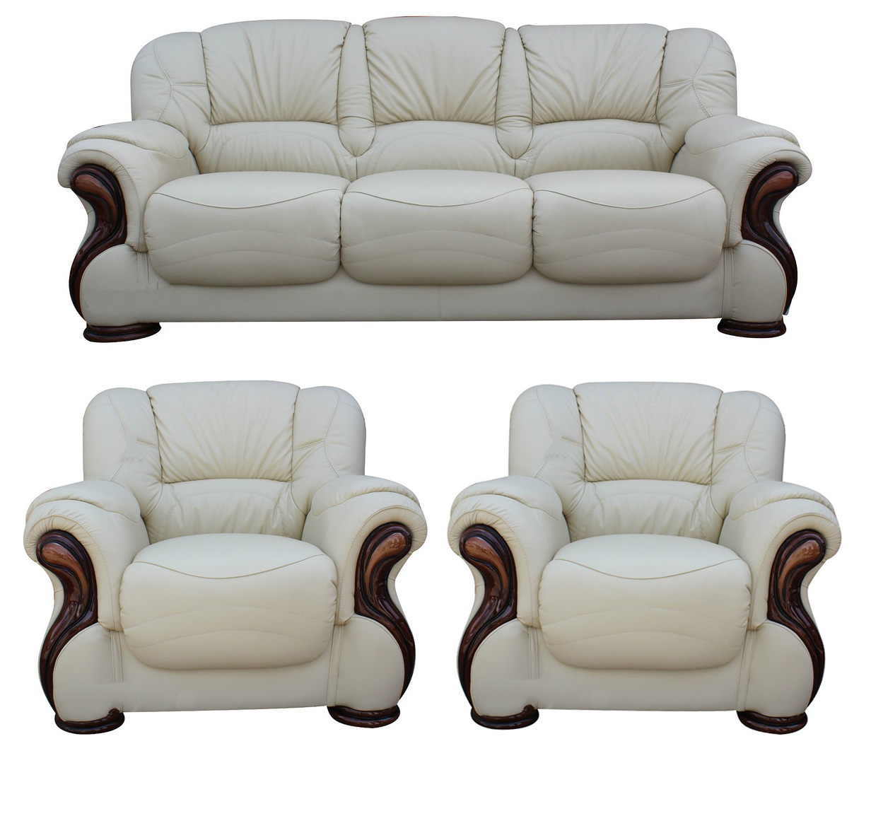 Product photograph of Susanna Handmade 3 1 1 Sofa Suite Italian Cream Real Leather from Chesterfield Sofas