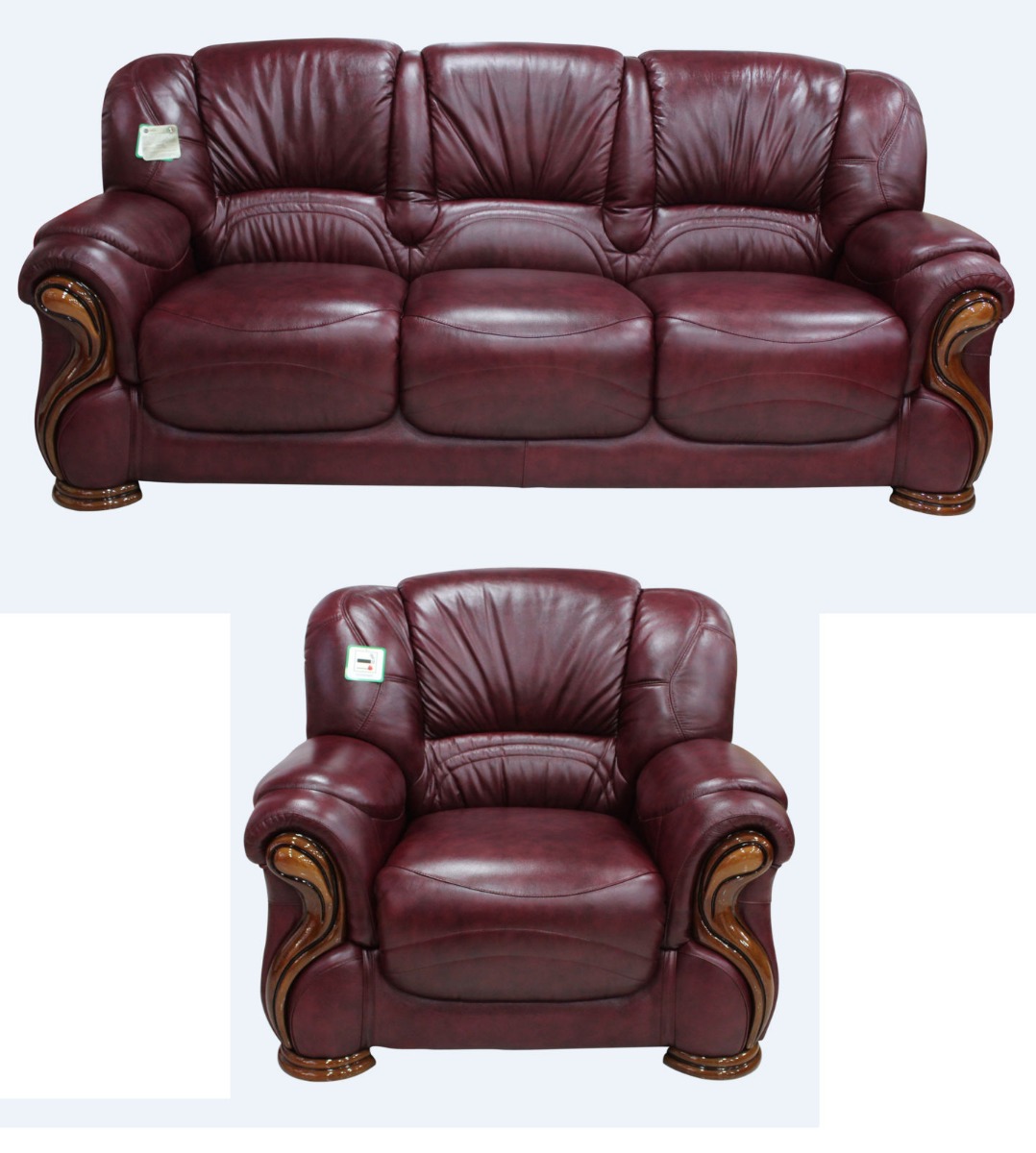 Product photograph of Susanna Handmade 3 1 Sofa Suite Italian Burgandy Real Leather from Chesterfield Sofas