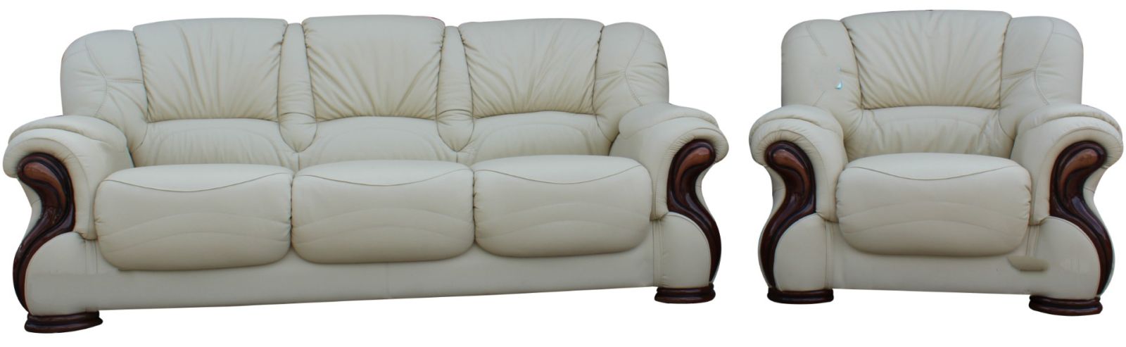 Product photograph of Susanna Handmade 3 1 Sofa Suite Italian Cream Real Leather from Chesterfield Sofas