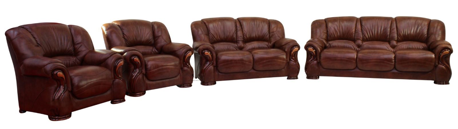 Product photograph of Susanna Handmade 3 2 1 1 Sofa Suite Italian Tabak Brown Real Leather from Chesterfield Sofas