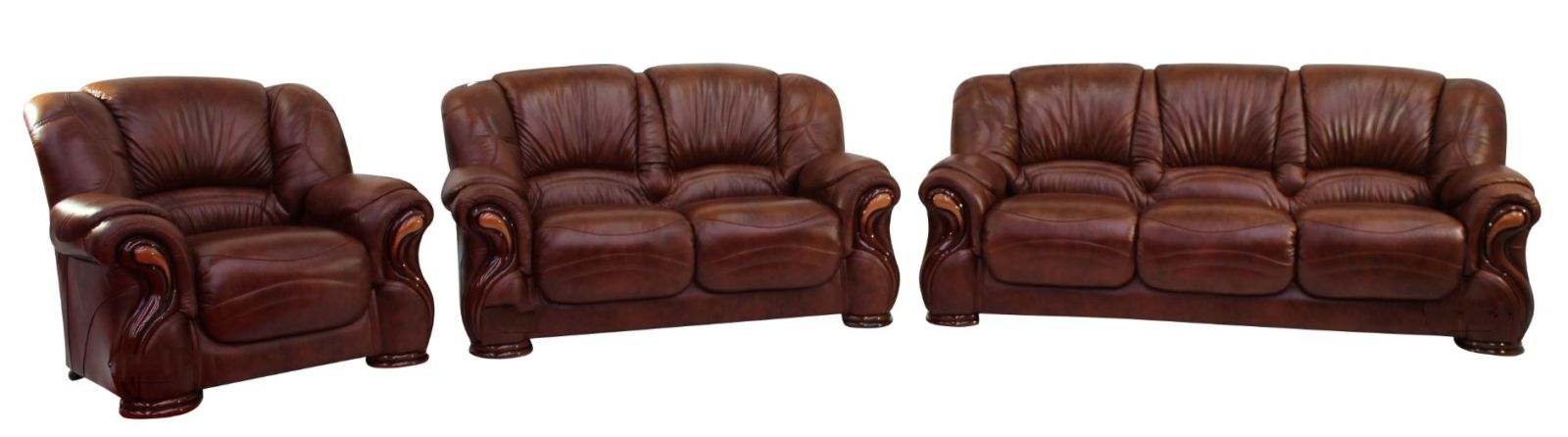 Product photograph of Susanna Handmade 3 2 1 Sofa Suite Italian Tabak Brown Real Leather from Chesterfield Sofas