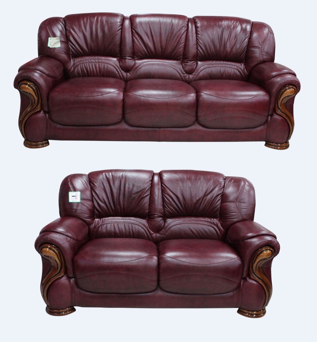 Product photograph of Susanna Handmade 3 2 Sofa Suite Italian Burgandy Real Leather from Chesterfield Sofas