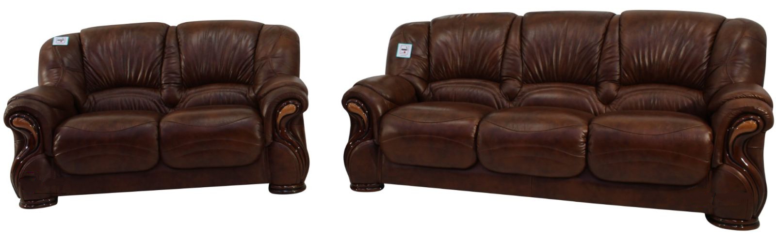 Product photograph of Susanna Handmade 3 2 Sofa Suite Italian Tabak Brown Real Leather from Chesterfield Sofas.