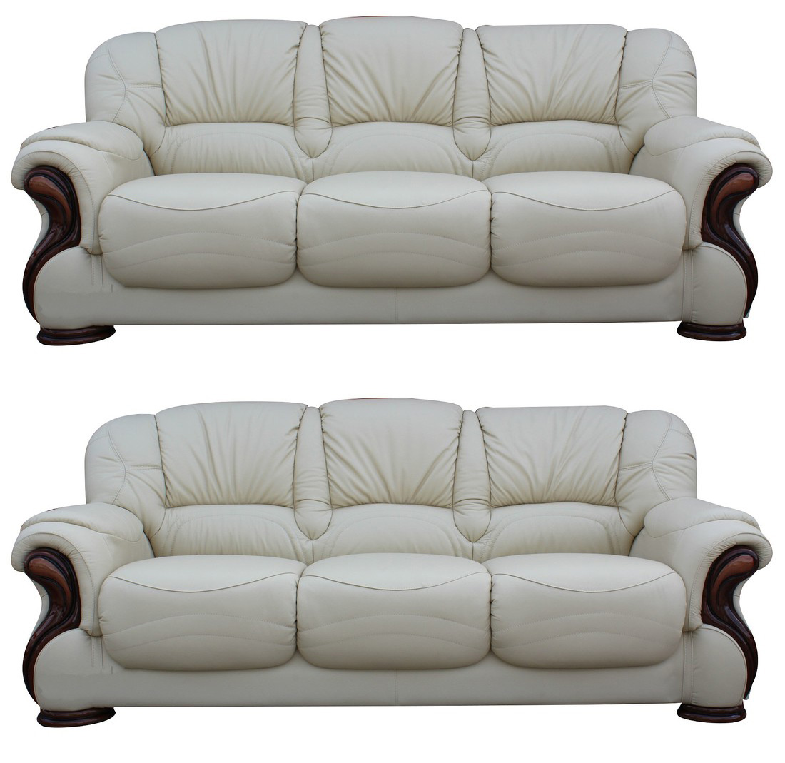 Product photograph of Susanna Handmade 3 3 Sofa Suite Italian Cream Real Leather from Chesterfield Sofas
