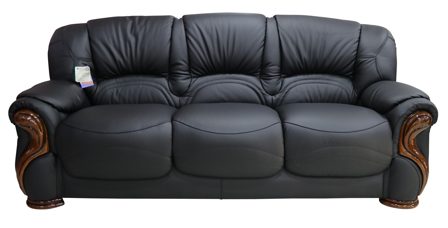 Product photograph of Susanna Handmade 3 Seater Sofa Settee Italian Black Leather from Chesterfield Sofas