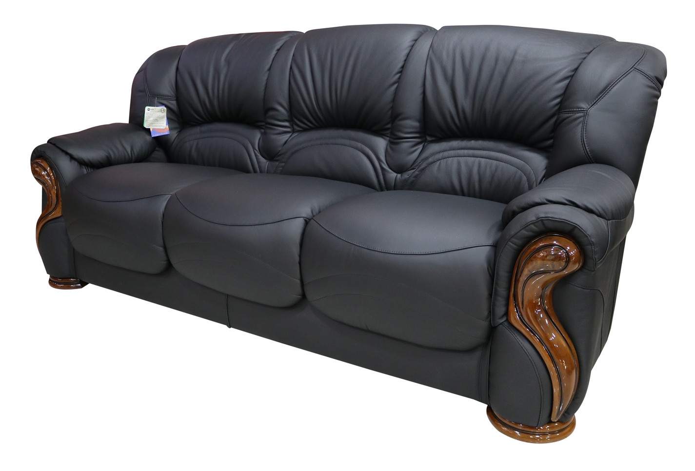 Product photograph of Susanna Handmade 3 Seater Sofa Settee Italian Black Leather from Chesterfield Sofas.