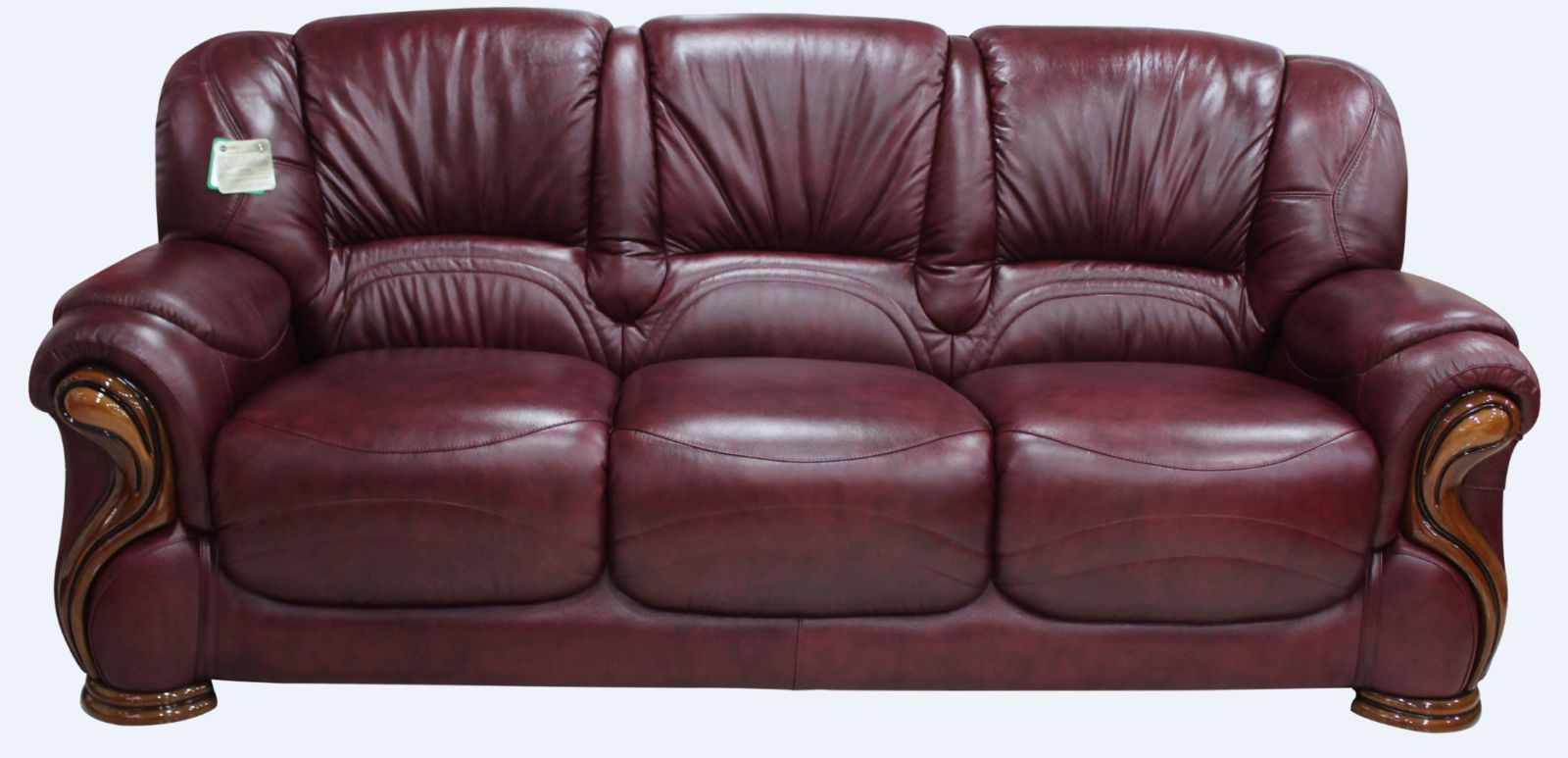 Product photograph of Susanna Handmade 3 Seater Sofa Settee Italian Burgandy Real Leather from Chesterfield Sofas