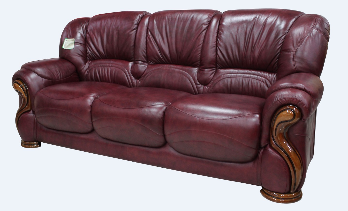 Product photograph of Susanna Handmade 3 Seater Sofa Settee Italian Burgandy Real Leather from Chesterfield Sofas.