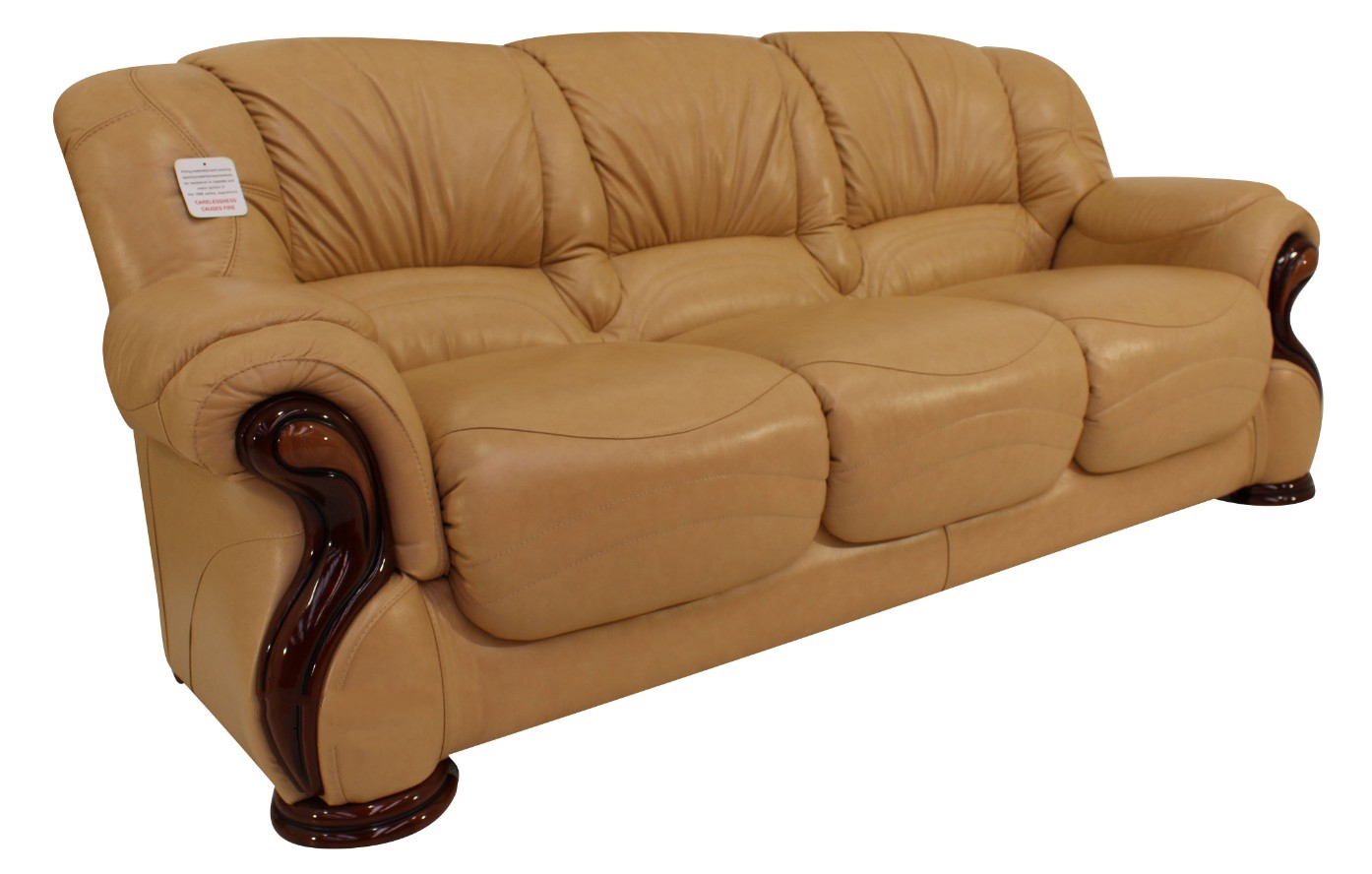 Product photograph of Susanna Handmade 3 Seater Sofa Settee Italian Nut Real Leather from Chesterfield Sofas.