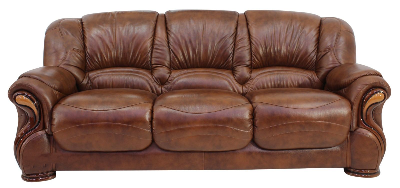 Product photograph of Susanna Handmade 3 Seater Sofa Settee Italian Tabak Brown Real Leather from Chesterfield Sofas