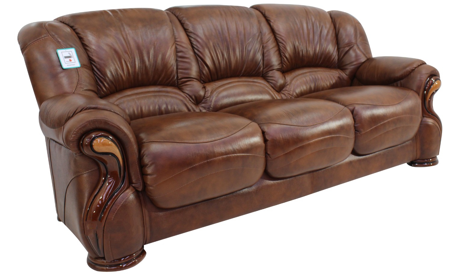 Product photograph of Susanna Handmade 3 Seater Sofa Settee Italian Tabak Brown Real Leather from Chesterfield Sofas.