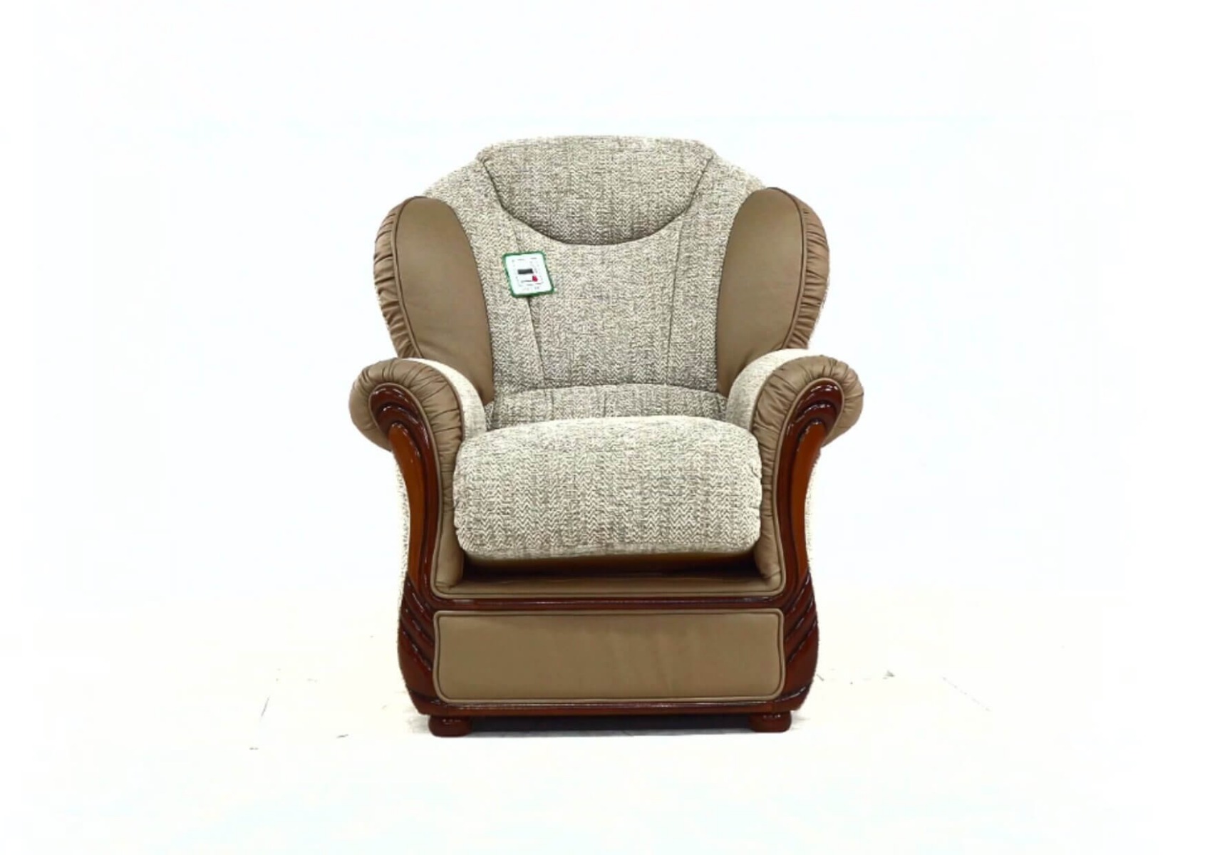 Product photograph of Texas Armchair Genuine Italian Real Chocolate Brown Leather And Fabric from Chesterfield Sofas