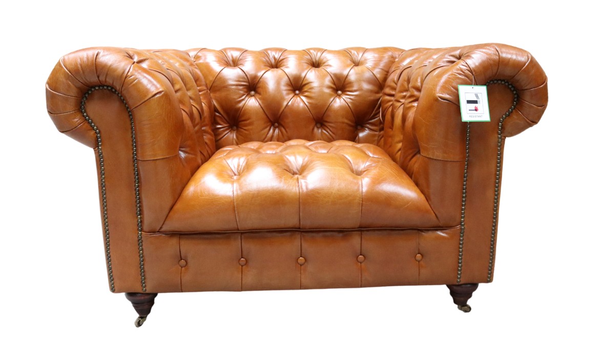 Product photograph of Trafalgar Original Chesterfield Armchair Buttoned Vintage Tan Distressed Real Leather from Chesterfield Sofas