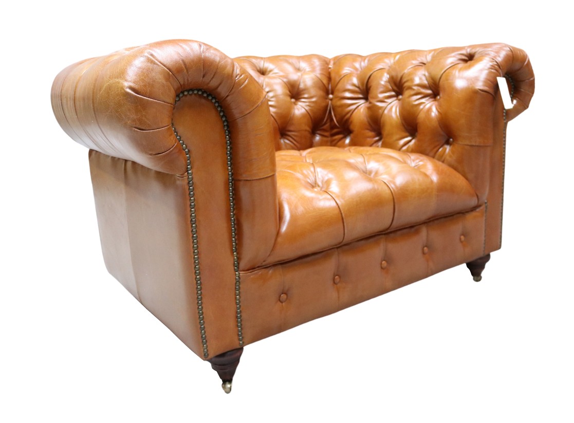 Product photograph of Trafalgar Original Chesterfield Armchair Buttoned Vintage Tan Distressed Real Leather from Chesterfield Sofas.