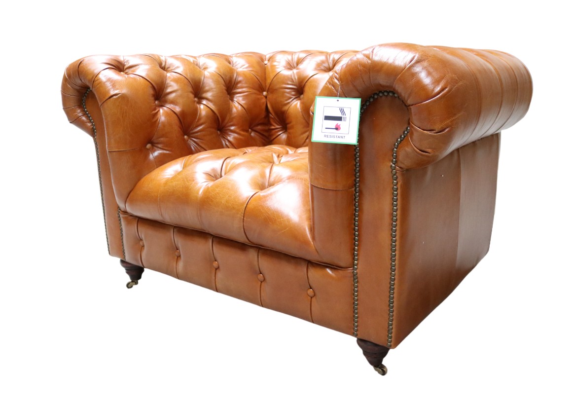 Product photograph of Trafalgar Original Chesterfield Armchair Buttoned Vintage Tan Distressed Real Leather from Chesterfield Sofas.