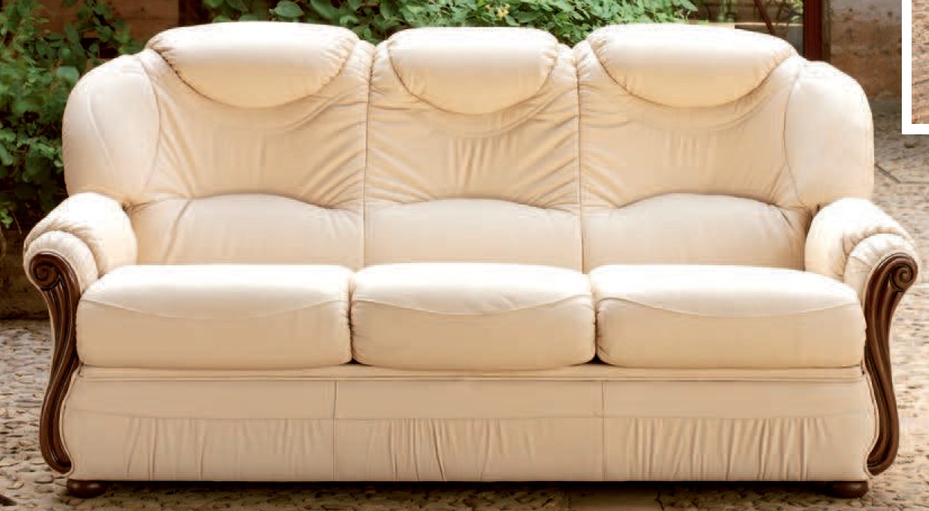 Product photograph of Tropic Handmade 3 Seater Sofa Settee Italian Hielo Cream Real Leather from Chesterfield Sofas