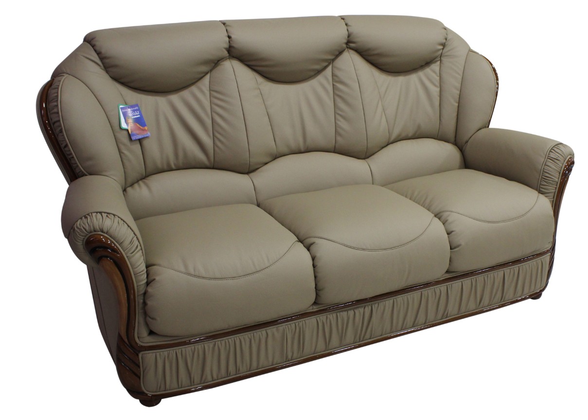 Product photograph of Turin Custom Made 3 Seater Sofa Genuine Italian Coffee Milk Real Leather from Chesterfield Sofas.