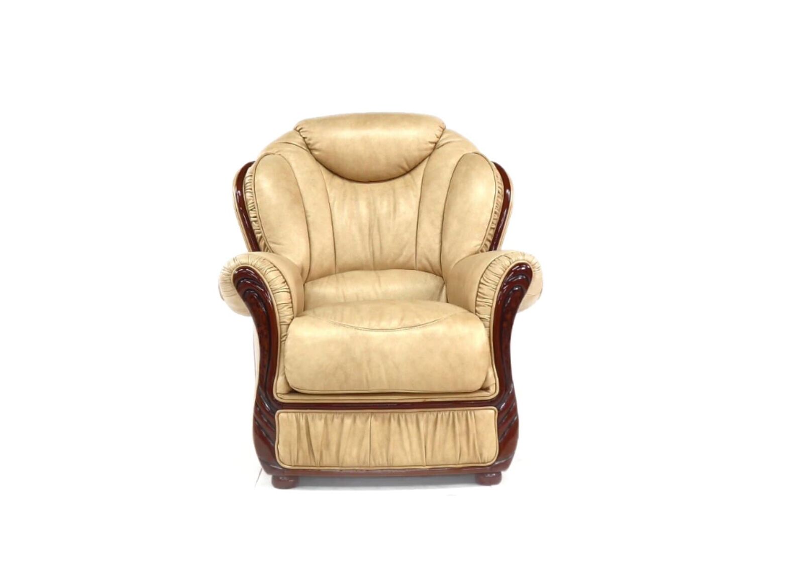 Product photograph of Turin Genuine Armchair Sofa Genuine Italian Nut Real Leather In Stock from Chesterfield Sofas.