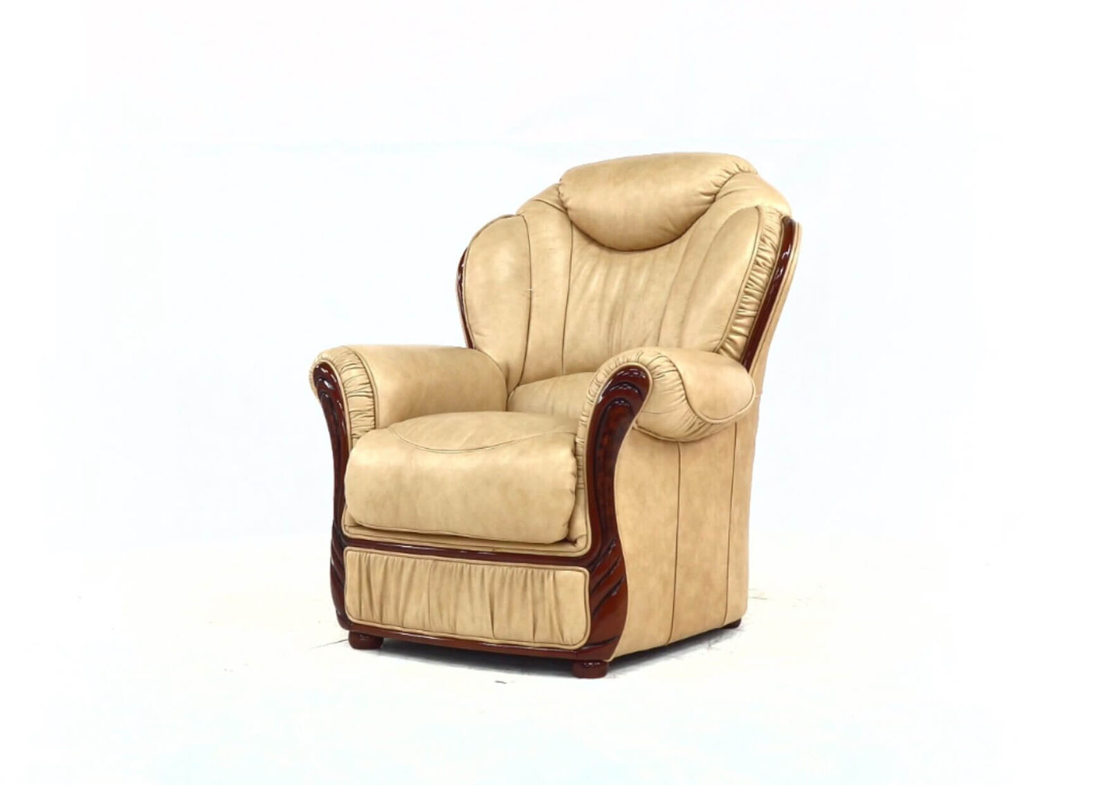 Product photograph of Turin Genuine Armchair Sofa Genuine Italian Nut Real Leather In Stock from Chesterfield Sofas.