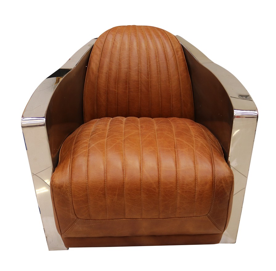 Product photograph of Union Jack Armchair Aviator Retro Distressed Vintage Tan Real Leather from Chesterfield Sofas.