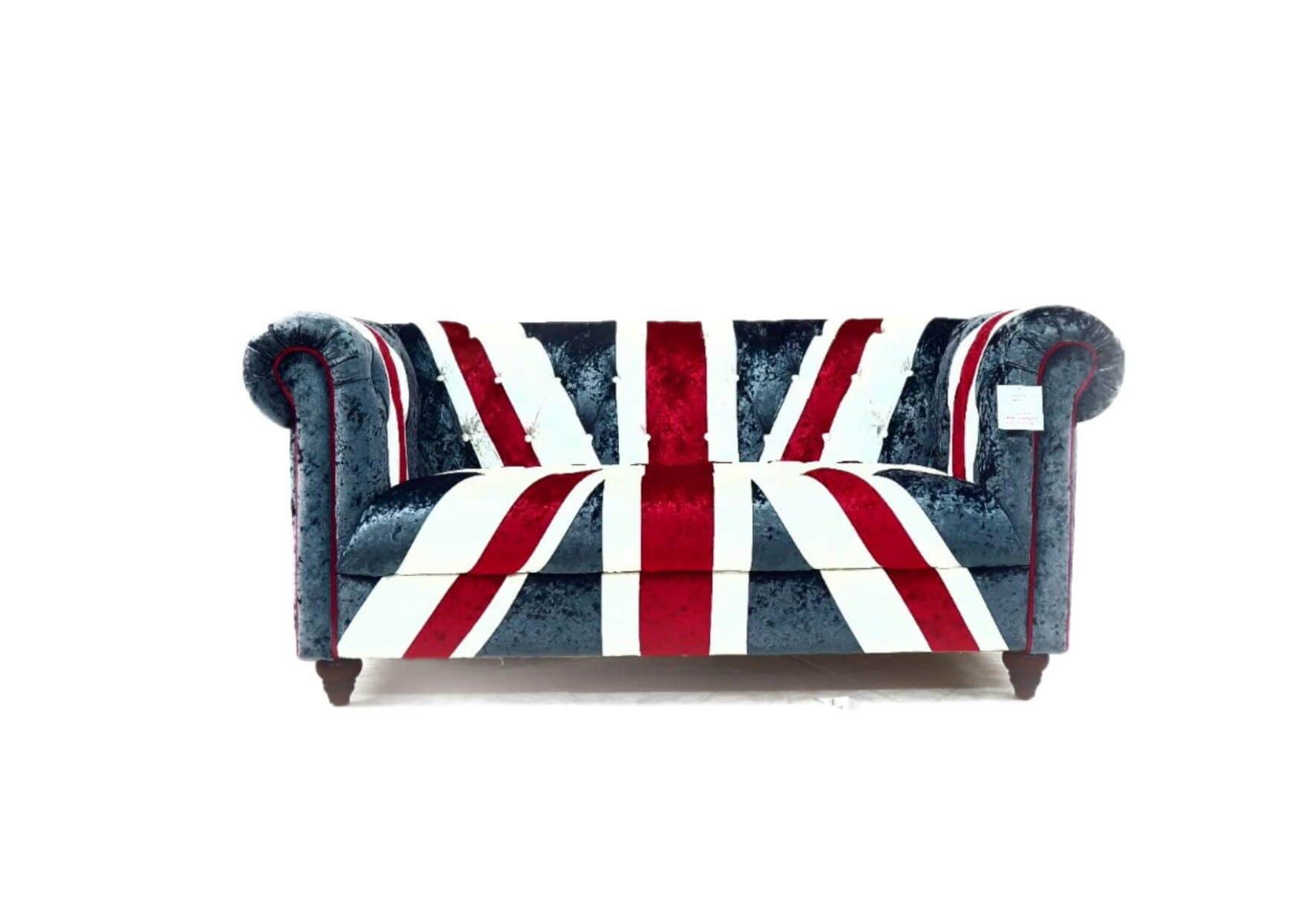Product photograph of Union Jack Chesterfield 2 Seater Luxury Real Velvet Sofa from Chesterfield Sofas.