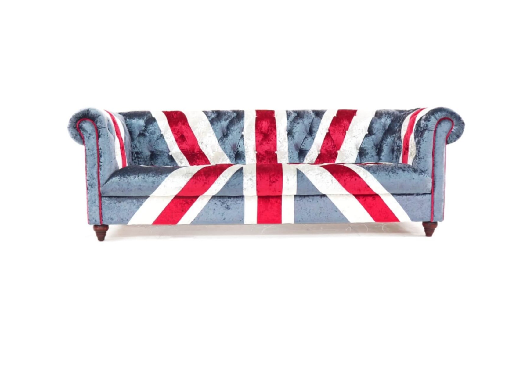 Product photograph of Union Jack Chesterfield 3 Seater Luxury Real Velvet Sofa from Chesterfield Sofas.