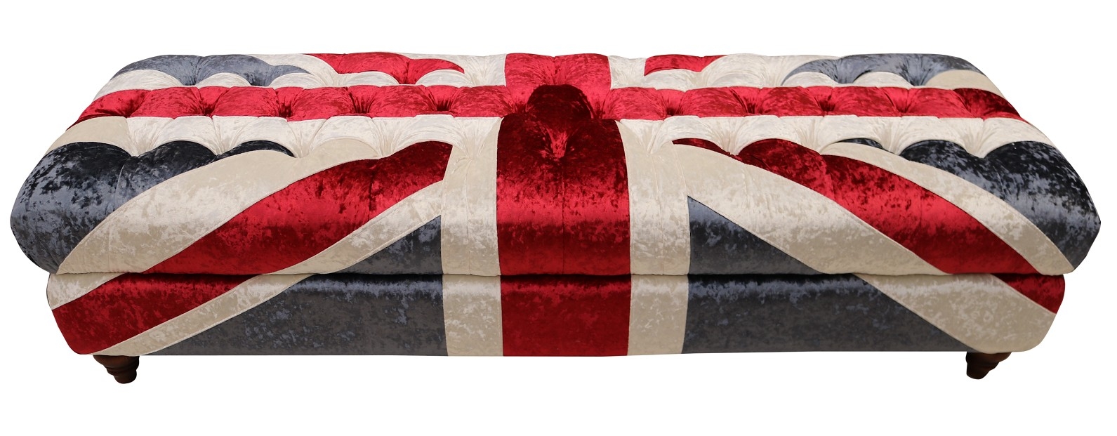 Product photograph of Union Jack Chesterfield Footstool Luxury Velvet Sofa from Chesterfield Sofas