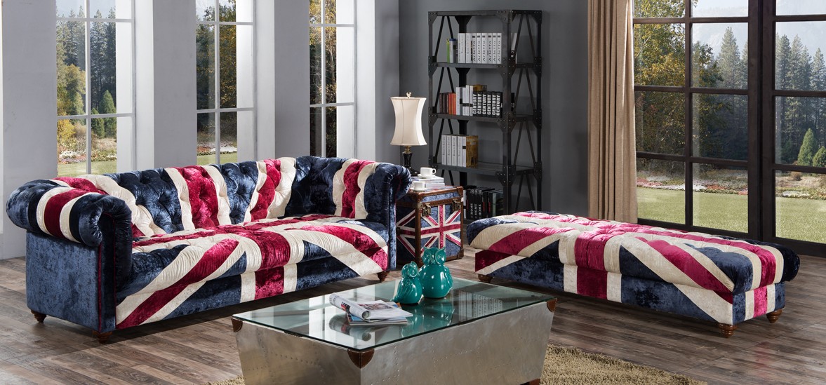Product photograph of Luxury Chesterfield Union Jack Velvet Sofa from Chesterfield Sofas