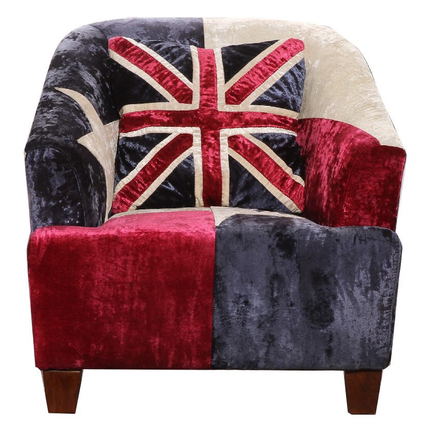 Product photograph of Union Jack Handmade Armchair Real Velvet from Chesterfield Sofas