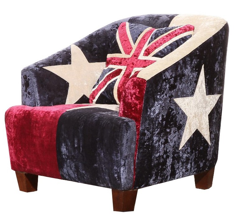 Product photograph of Union Jack Handmade Armchair Real Velvet from Chesterfield Sofas.