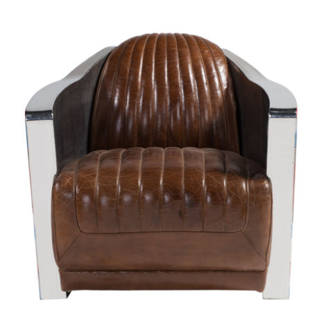 Product photograph of Union Jack Handmade Aviator Retro Armchair Distressed Brown Real Leather from Chesterfield Sofas.