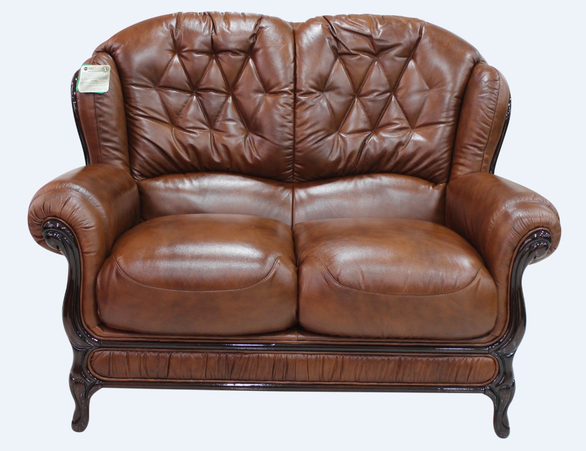 Product photograph of Venice Handmade 2 Seater Sofa Settee Genuine Italian Tabak Brown Real Leather from Chesterfield Sofas