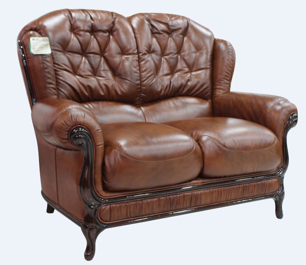 Product photograph of Venice Handmade 2 Seater Sofa Settee Genuine Italian Tabak Brown Real Leather from Chesterfield Sofas.