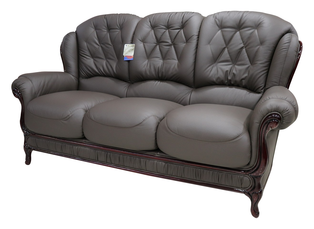 Product photograph of Venice Handmade 3 Seater Sofa Genuine Italian Chocolate Brown Real Leather from Chesterfield Sofas.
