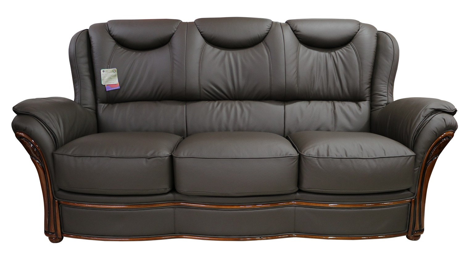 Product photograph of Verona Handmade 3 Seater Sofa Settee Genuine Italian Chocolate Brown Real Leather from Chesterfield Sofas