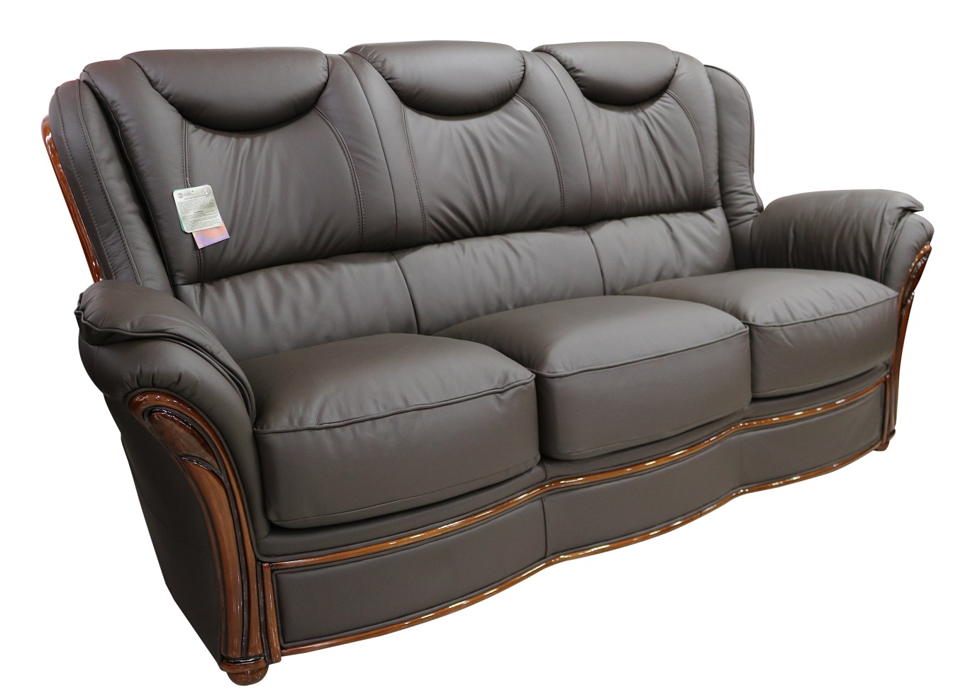 Product photograph of Verona Handmade 3 Seater Sofa Settee Genuine Italian Chocolate Brown Real Leather from Chesterfield Sofas.
