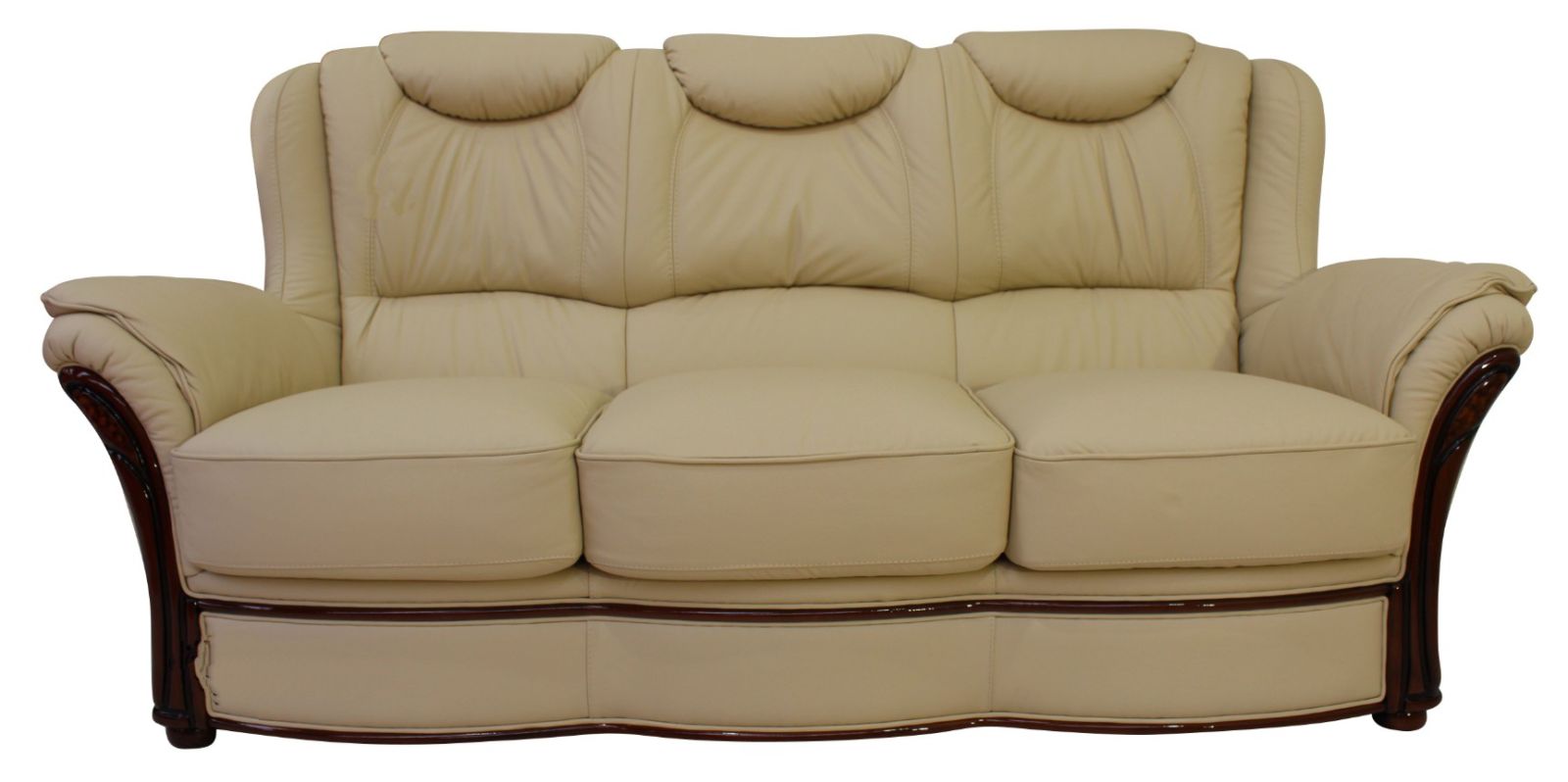 Product photograph of Verona Handmade 3 Seater Sofa Settee Genuine Italian Cream Real Leather from Chesterfield Sofas
