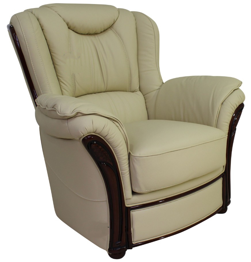 Product photograph of Verona Handmade Genuine Italian Armchair Cream Real Leather from Chesterfield Sofas